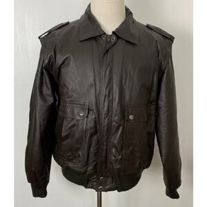 VTG Raf 100% genuine leather quilted lined aviator flight bomber jacket coat XL